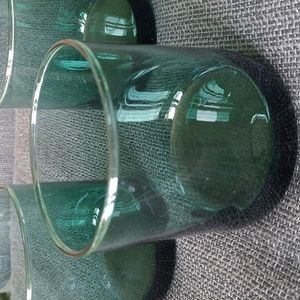 3 Libbey teal-coloured whiskey glasses